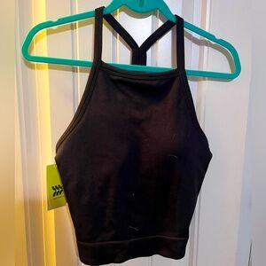 All In Motion Black cropped tank with built in bra in size large